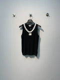 CHANE 26SS Black Knitted Tank Top