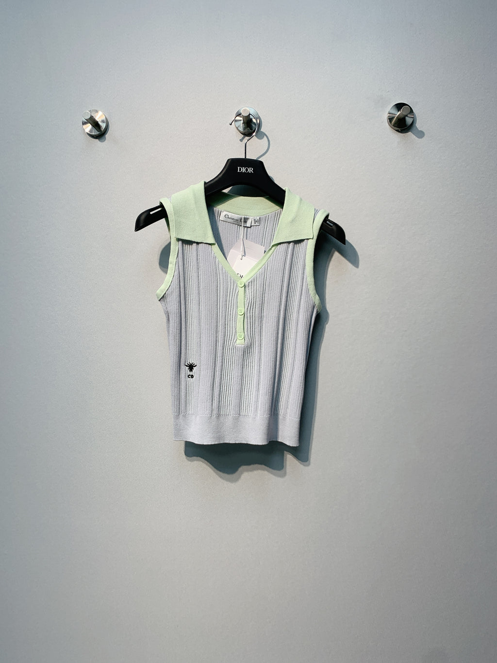 DIO 26SS Green Polo Knitted V-Neck Top