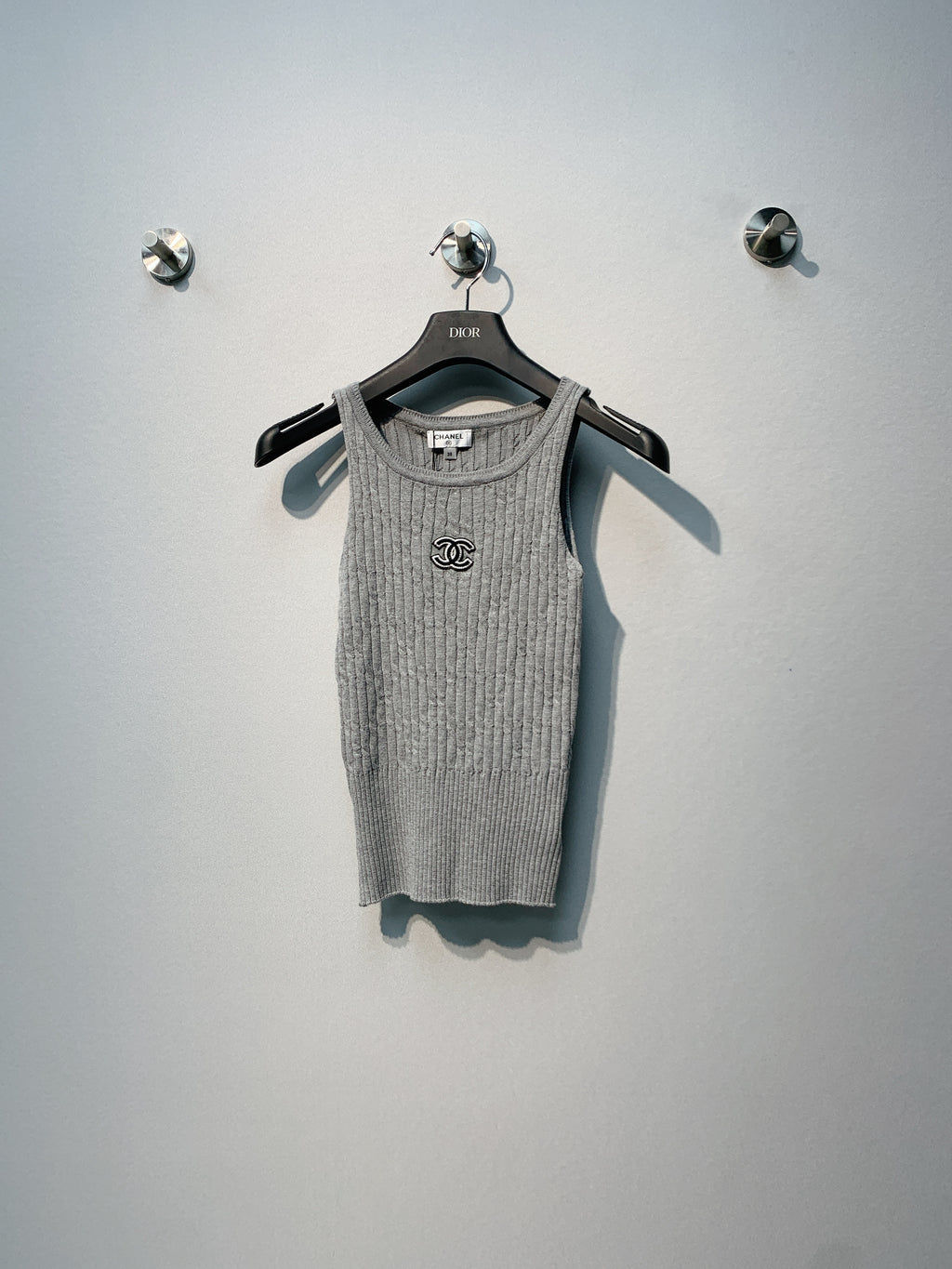 CHANE 26SS Grey Knitted Tank Top