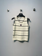 CHANE 26SS Striped Embroidered Knit Tank Top
