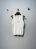CHANE 26SS White Knitted Tank Top