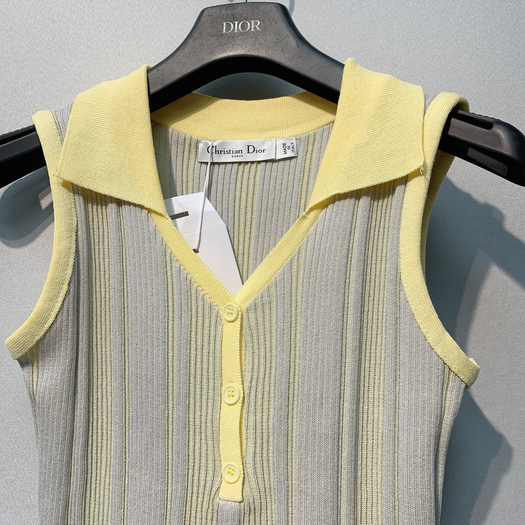 DIO 26SS Yellow Polo Knitted V-Neck Top