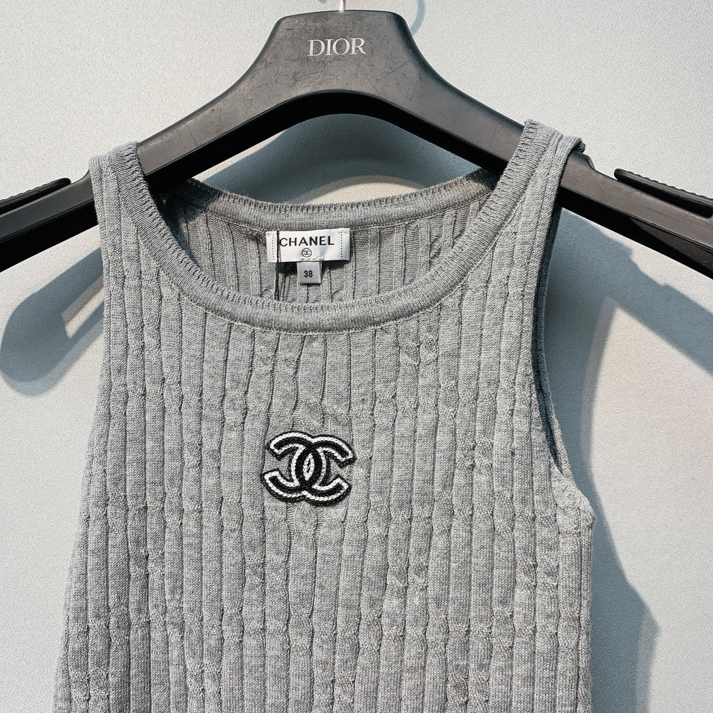 CHANE 26SS Grey Knitted Tank Top
