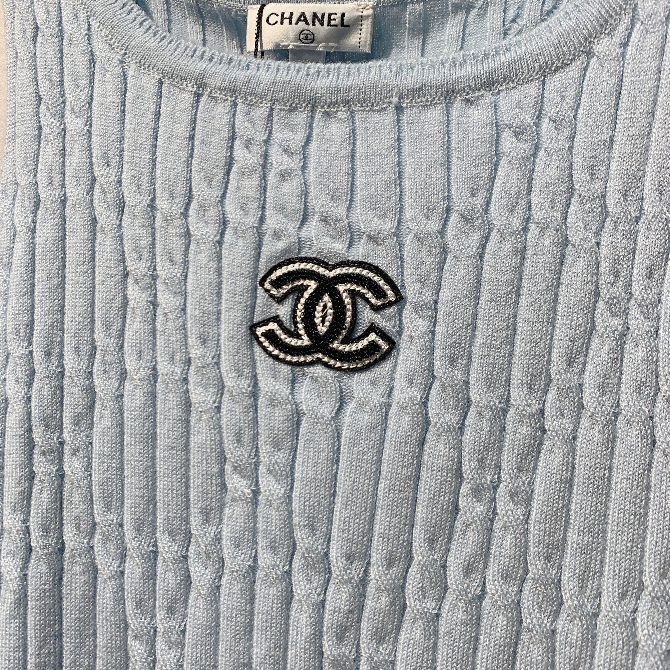 CHANE 26SS Light Blue Knitted Back Cover