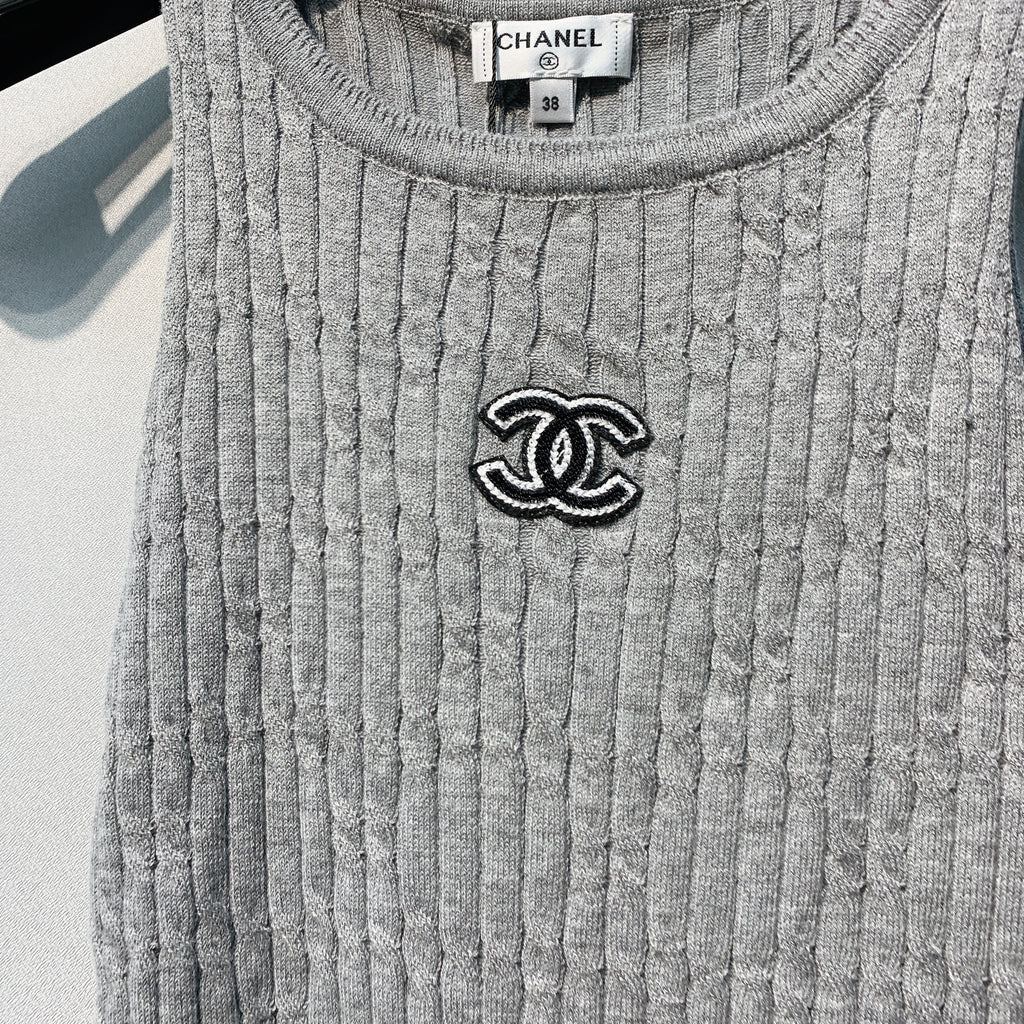 CHANE 26SS Grey Knitted Tank Top