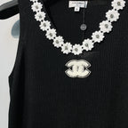 CHANE 26SS Black Knitted Tank Top
