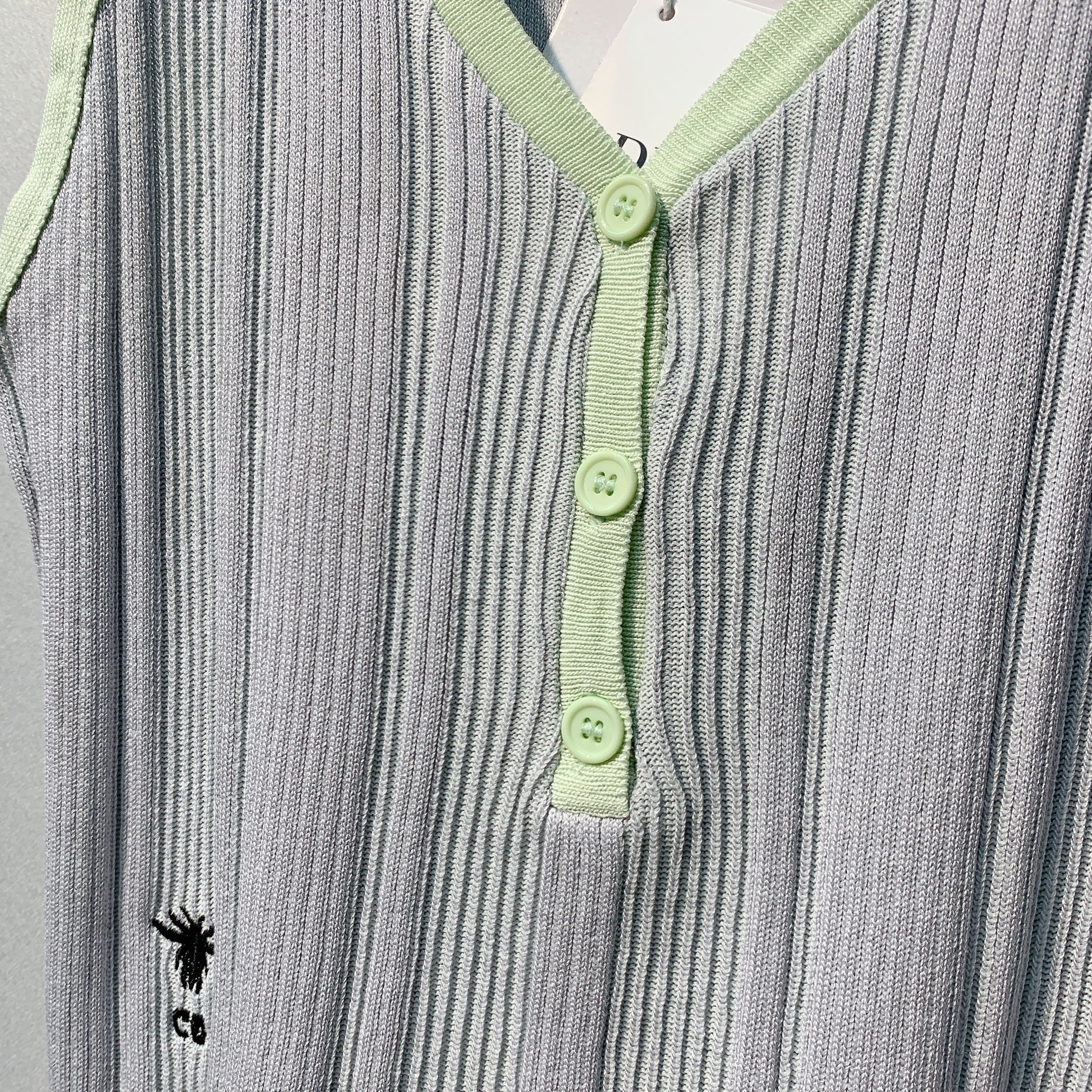 DIO 26SS Green Polo Knitted V-Neck Top