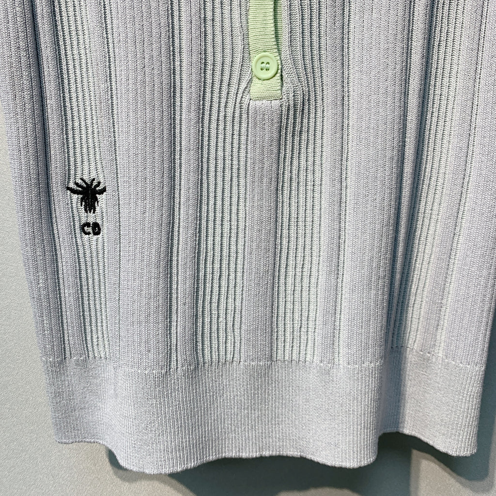 DIO 26SS Green Polo Knitted V-Neck Top