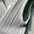 DIO 26SS Green Polo Knitted V-Neck Top