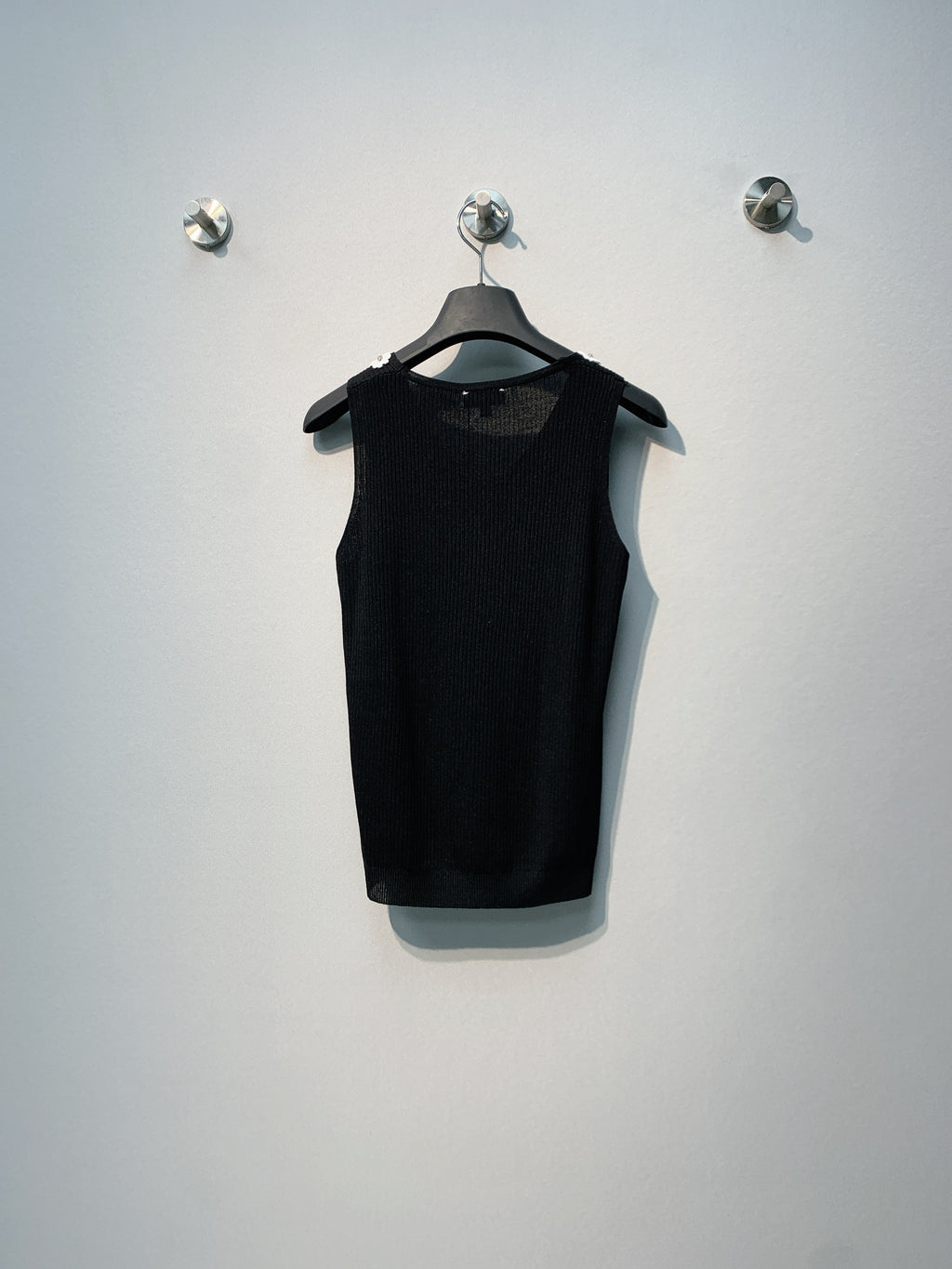 CHANE 26SS Black Knitted Tank Top