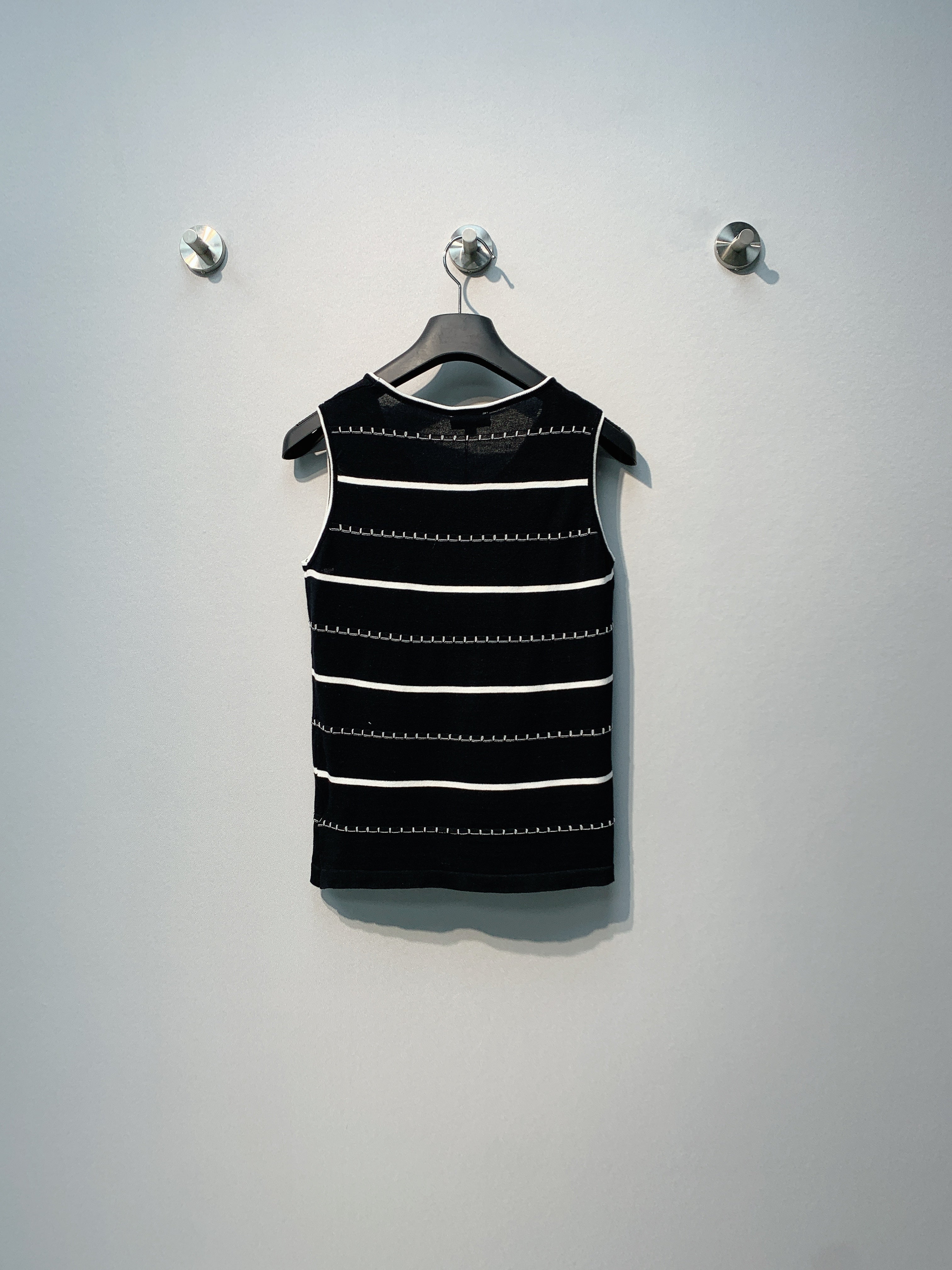 CHANE 26SS Striped Embroidered Knit Tank Top